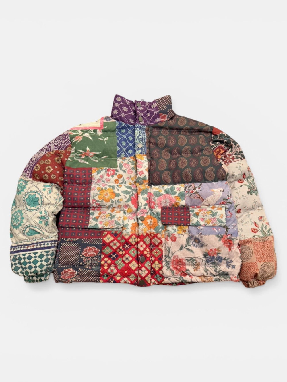Found by Free People Mixed Print Garden Puffer Women’s XS - Picture 12 of 15